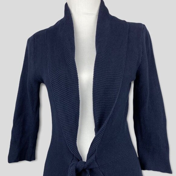 Adrienne Vittadini Women's Navy Blue Knit Mid-Length Cardigan Sweater‎ Med/C37 - Picture 2 of 8